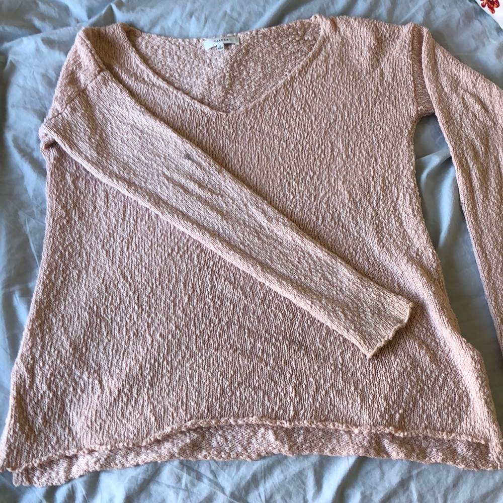Aritzia-Talula V-Neck Baby Pink Sweater